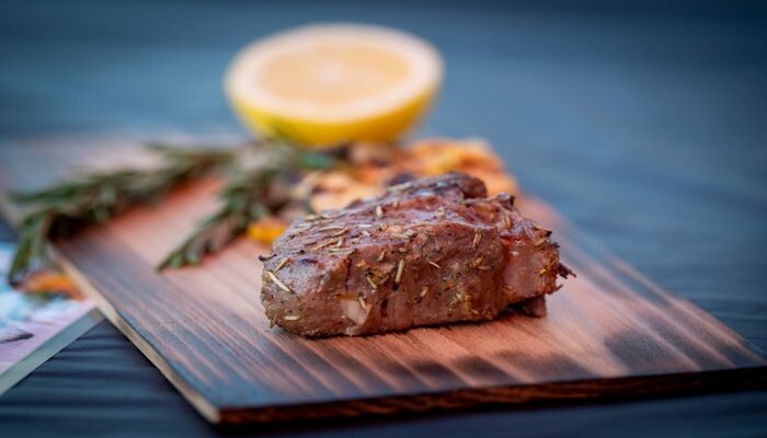 Cut of antibiotic-free steak.