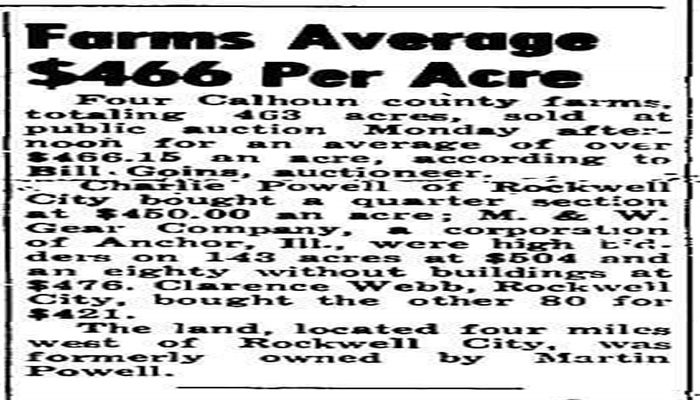 1964 Calhoun County land prices