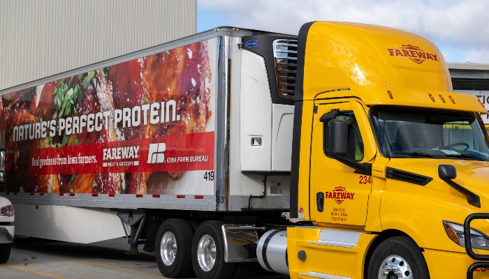 Fareway & Iowa Farm Bureau donate semi-truck load of ground protein to Iowa food banks 